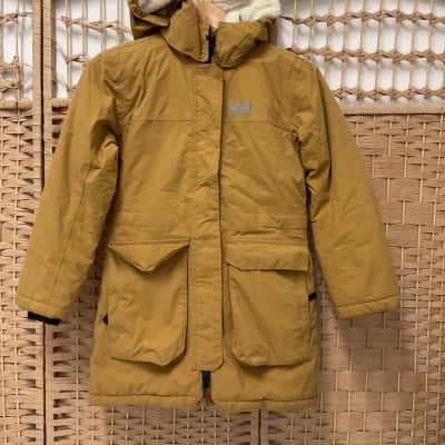 Helly Hansen Boys Hooded Parka Size 10 Jacket Mustard Kids 