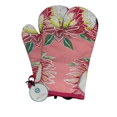 Set of Cotton Oven Gloves - Pink