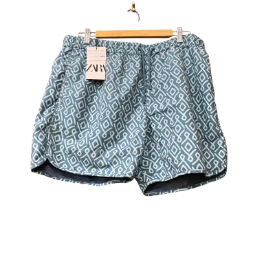 BNWT Zara Mens Size XL Teal Pattern Boardshorts 
