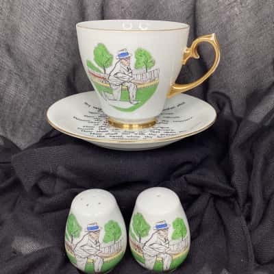 Vintage Westminster salt and pepper shakers with cup