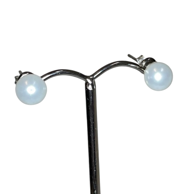 Womens Stud Earrings Pearl/Sterling Silver 925