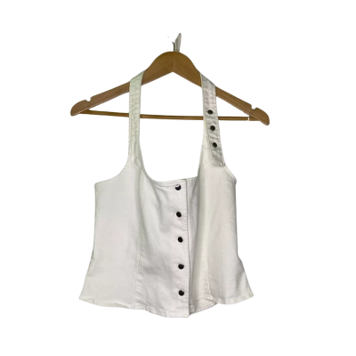 Glassons Womens  Size 12 Cropped Top / Halter Neck Top Off White 