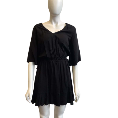 BNWT Decjuba Women's Size 8 Sammy Wrap & Ruffle Dress Black 