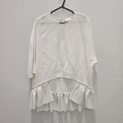 Seed Womens  Size 6 3/4 Sleeve Top Cream 