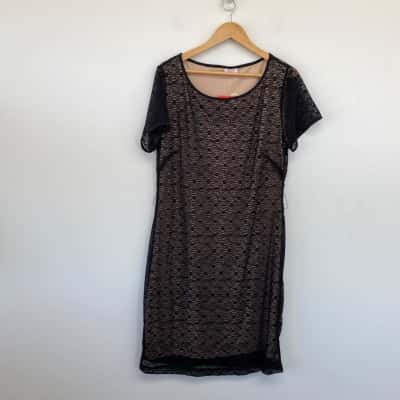 Leona Edmiston Black Delicate Monty Short Sleeve Mini Dress  Size 5