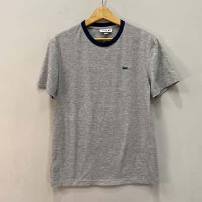 Lacoste Mens Slim Fit Size L Short Sleeve T-shirt Grey 