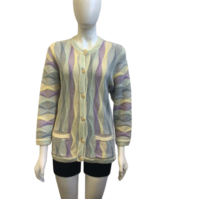 Aklanda Womens Size M Pure New Wool Cardigan Multicoloured