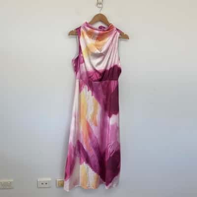 Spicy Sugar Magenta Tie Dye Drina Midi Dress  Size 10 
