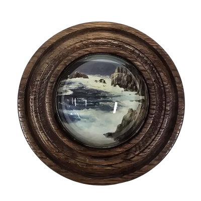 Wood and Bubble Glass Beach Scene.  
