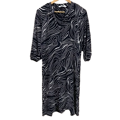 Zara Black/White Patterned Dress Size L
