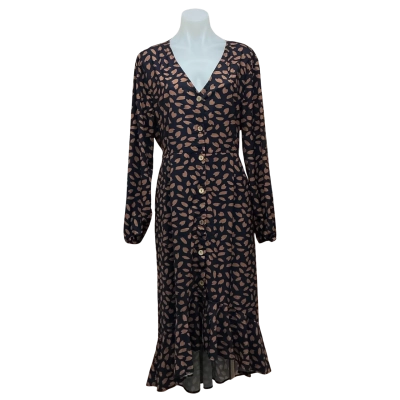 St Frock Womens Size 16 Maxi Dress Blue / Brown / Pattern 