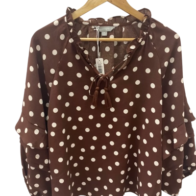Suzannegrae Womens  Size 16 Long Sleeve Top Brown / Polka Dot 