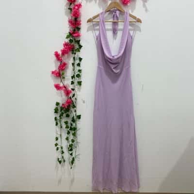 thatssofetch Womens Halter Neck Maxi Dress Size 4 Purple 