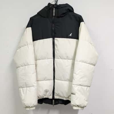 Kangol Mens Black & White Puffer Jacket Size M