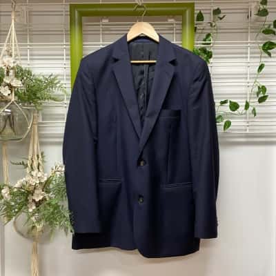 Gazman Mens Wool Size 42 Suit Jacket Navy Blue 