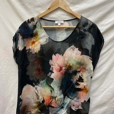 Matisse Womens  Size 10 Short Sleeve Shirt Black  / Multicoloured 