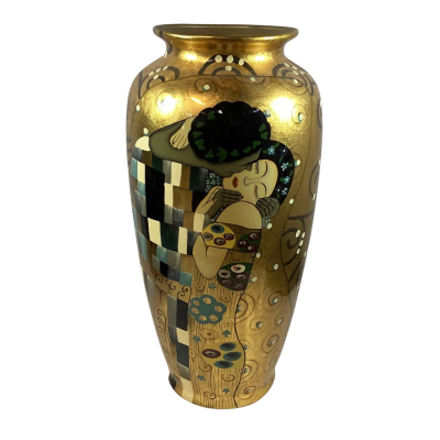 Large Gustav Klimt “The Kiss” Inspired Vase