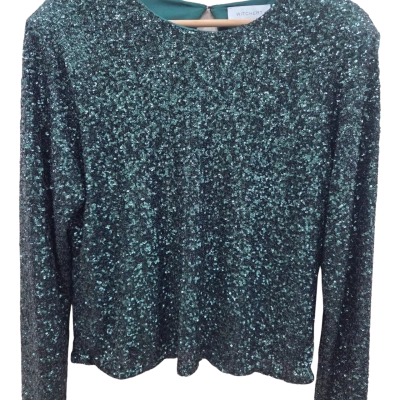 Witchery Green Sequin Womens  Size L Long Sleeve Top Green (12)