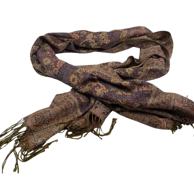 Pashmina Large Womens Scarf  Size M Brown / Pattern 72 x 170 cm.  Silk