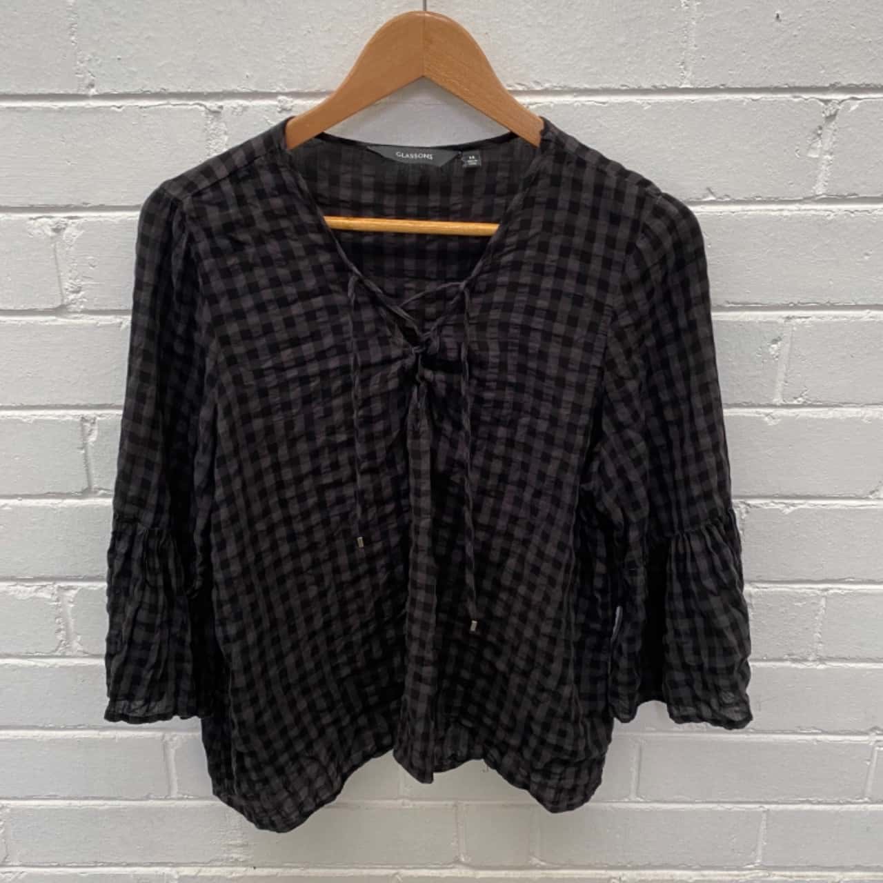 Glassons Womens Size 14 Top Checked/Grey (s) - Used Very Good | Salvos ...