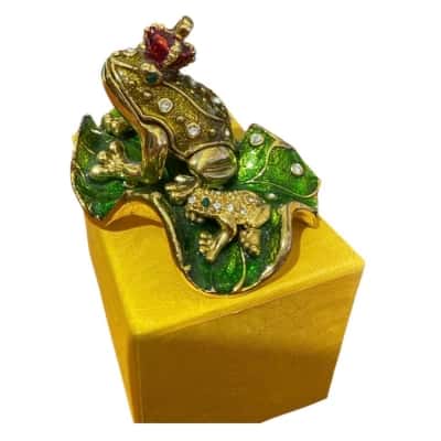 Frog prince enameled trinket box