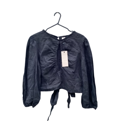 Womens Bec & Bridge Size 16 Long Sleeve Cropped Top Black BNWT