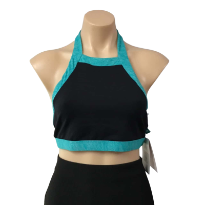 Energetiks Womens Size 14 Black  /  Vibrant Green "Emma" Halter Neck Crop Top (new)