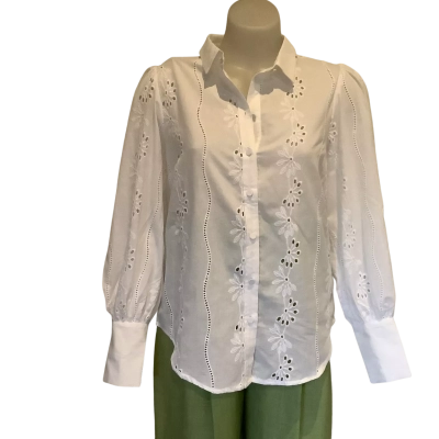 BNWT* Decjuba  Trish Broderie Shirt.  Bright-White.   Size 8 