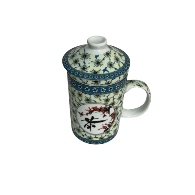  Oriental  Porcelain Mug with Lid and Infuser