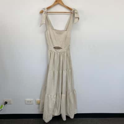 Ave The Label Natural Cotton Sleeveless Maxi Dress Size L 