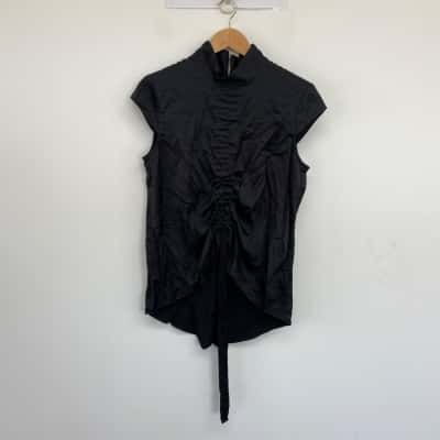 Cue Black Short Sleeve Blouse Top  Size 12 
