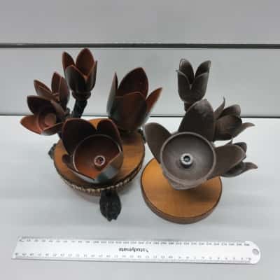 Duo Vintage Floral Candle Holders 