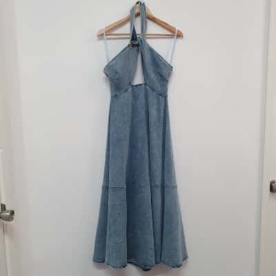 Here Comes The Sun Women's Size 10 Vivi Denim Halter Neck Dress - New With Tags