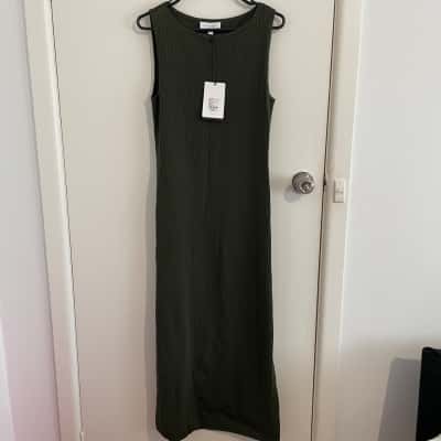Witchery Womens  Size S Maxi Sleeveless Knit Dress Dark Green RRP $249.95