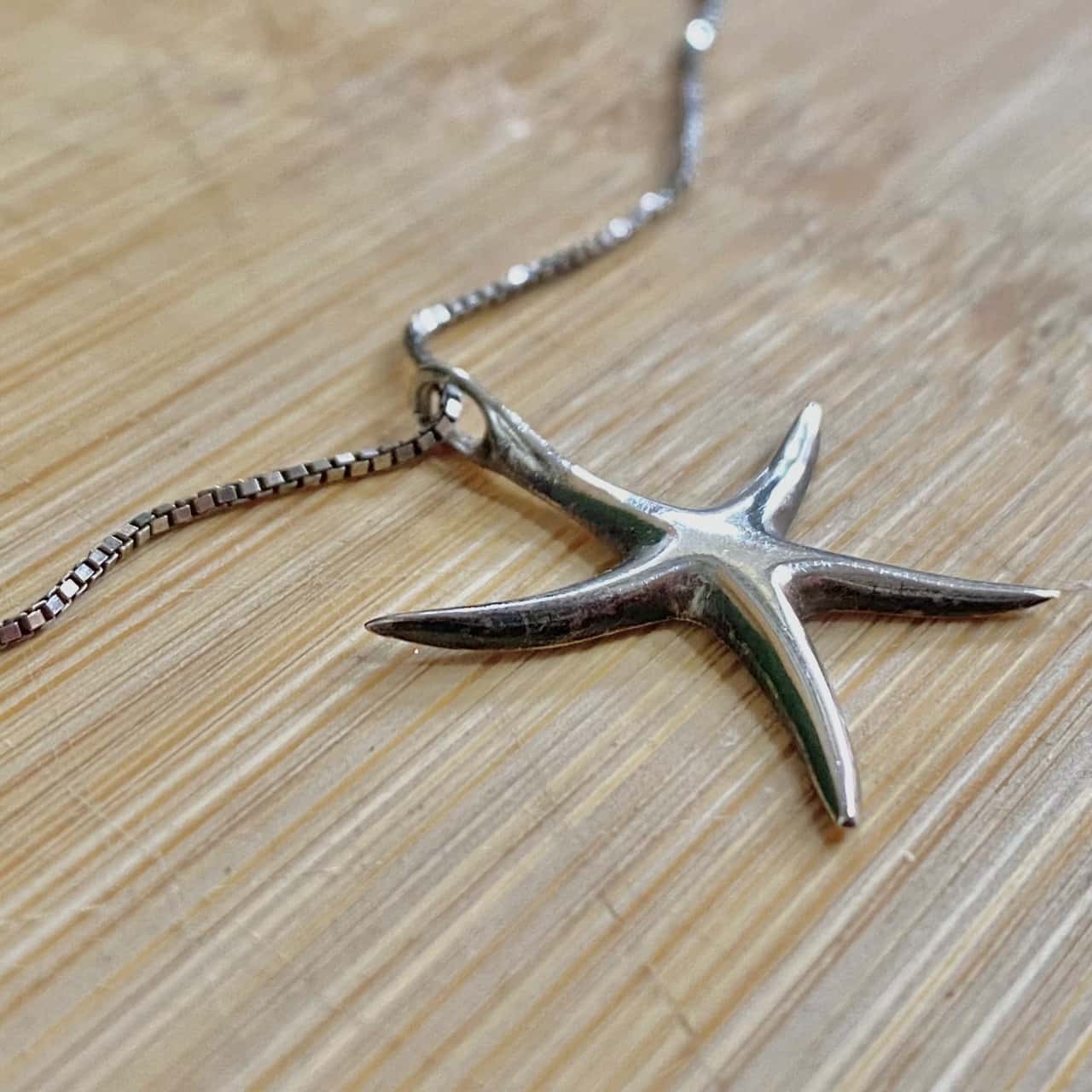 Sterling Silver Starfish Pendant Necklace (Stamped 925)