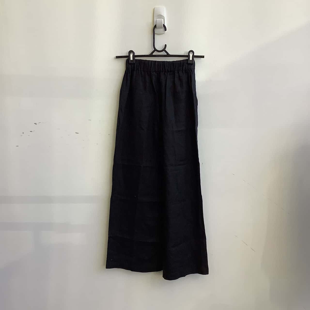 BNWT Sportsgirl Women's Size 4 Linen Wide Leg Ankle Pant Black (s)