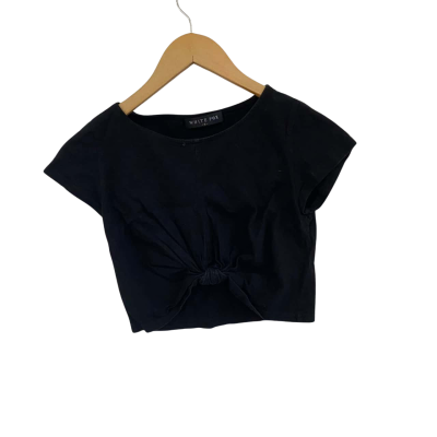 White Fox Womens  Size S Cropped Top / Short Sleeve Top Black  