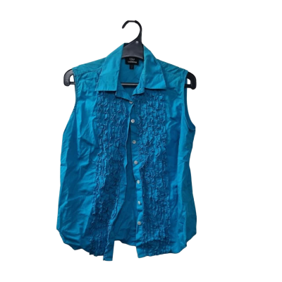 Simona Women's Size 12 Sleeveless Shirt in Blue 