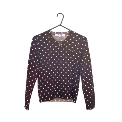 Womens Play Comme des Garçons Size S Knit Sweater Maroon / White / Black / Polka Dot / Pattern