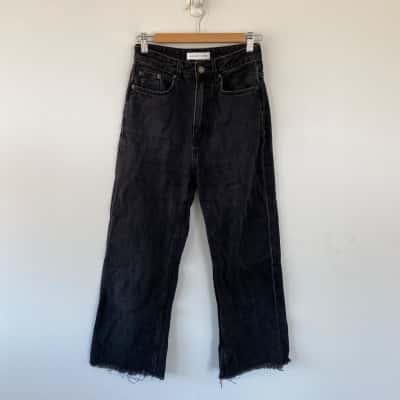 Assembly Label Black Washed Wide Leg Jeans  Size 7 