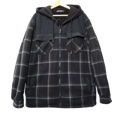Workzone Mens  Size 2XL Black and Grey Fleece-lined Hooded Jacket