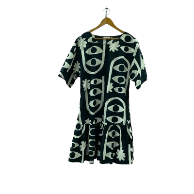 Gorman Graphic Print 100% Organic Cotton Dress Size 10 Black & Cream 