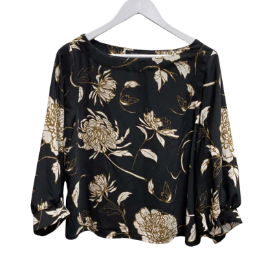 Moonlight Bird  Womens  Size 18 3/4 Sleeve Top Black  / Brown / Floral / White 