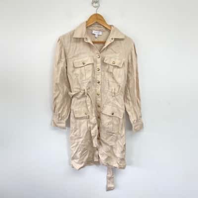 Witchery Light Rose Long Sleeve Button Up Mini Dress  Size 6 