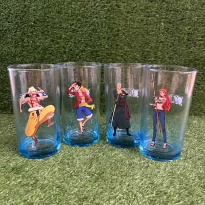Onepiece Blue Character Drinking Glasses x 4