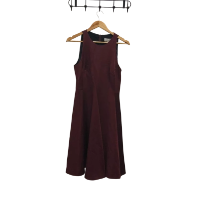 Veronika Maine Womens  Size 8 Midi Dress Maroon 