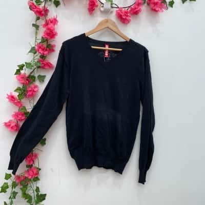 Rebirth Mens V-Neck Jumper Size S Black  