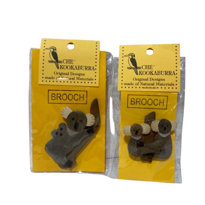 2x Koala Brooches Made Of Natural Materials 