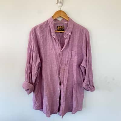 Johnny Bigg Pink Long Sleeve Linen Shirt Size XXL