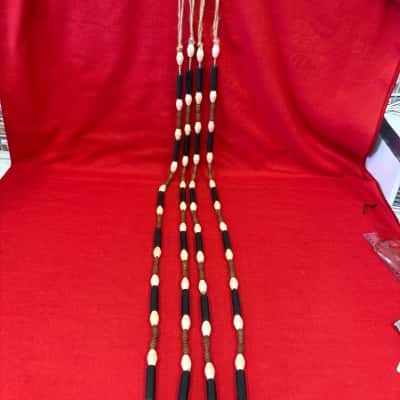 Rayell Decorative Baed Garlands features Natural Wood , Black & Texture Beads x 4